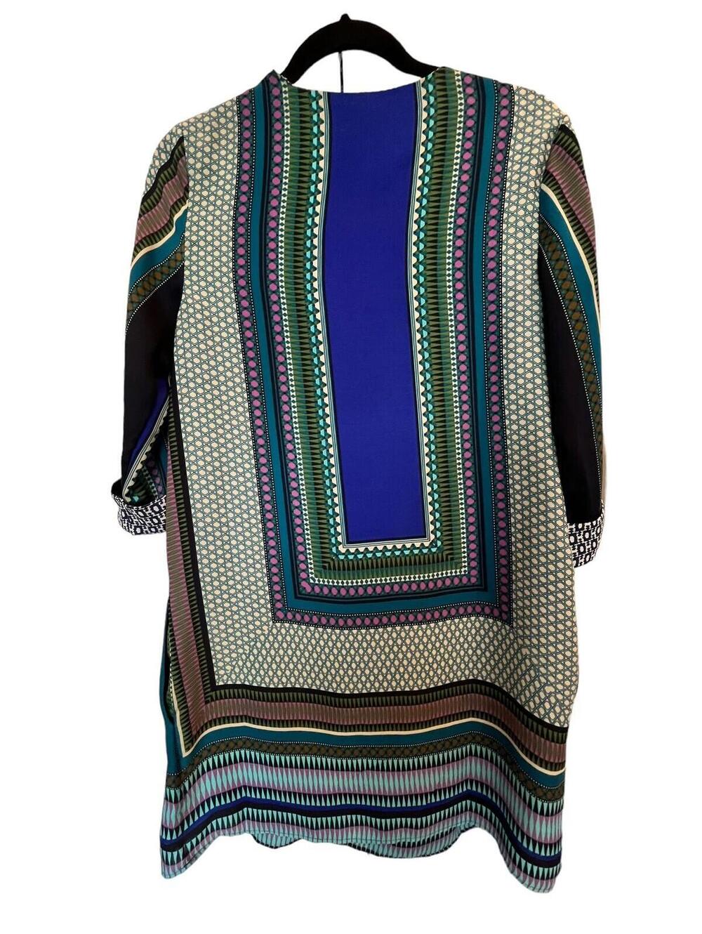 Philosophy Blouse Tunic Geometric Colorful Pockets V-neck Collar Sz Med - Picture 3 of 9